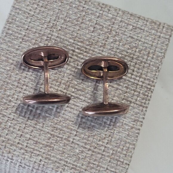 Antique Gold Cuff Links Mother of Pearl Gold Toned - Picture 7 of 14